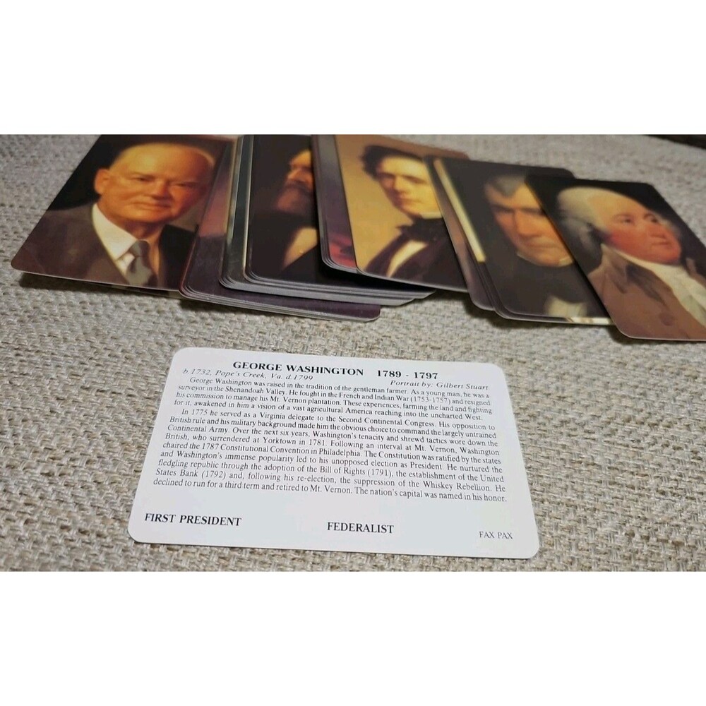 Fax-Pax Presidents of the United States Flash Cards - Complete Set with Box 1-40 - Picture 3 of 5